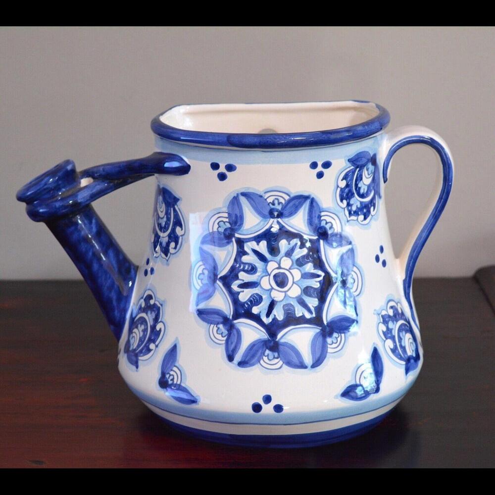 Rare Vintage Signed Ceramiche I.M.A. Italy Wall Hanging Pitcher Vase Blue, White